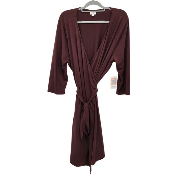NWT LuLaRoe Chocolate Brown Michelle Wrap Dress Plus Women's 3X - Picture 1 of 7